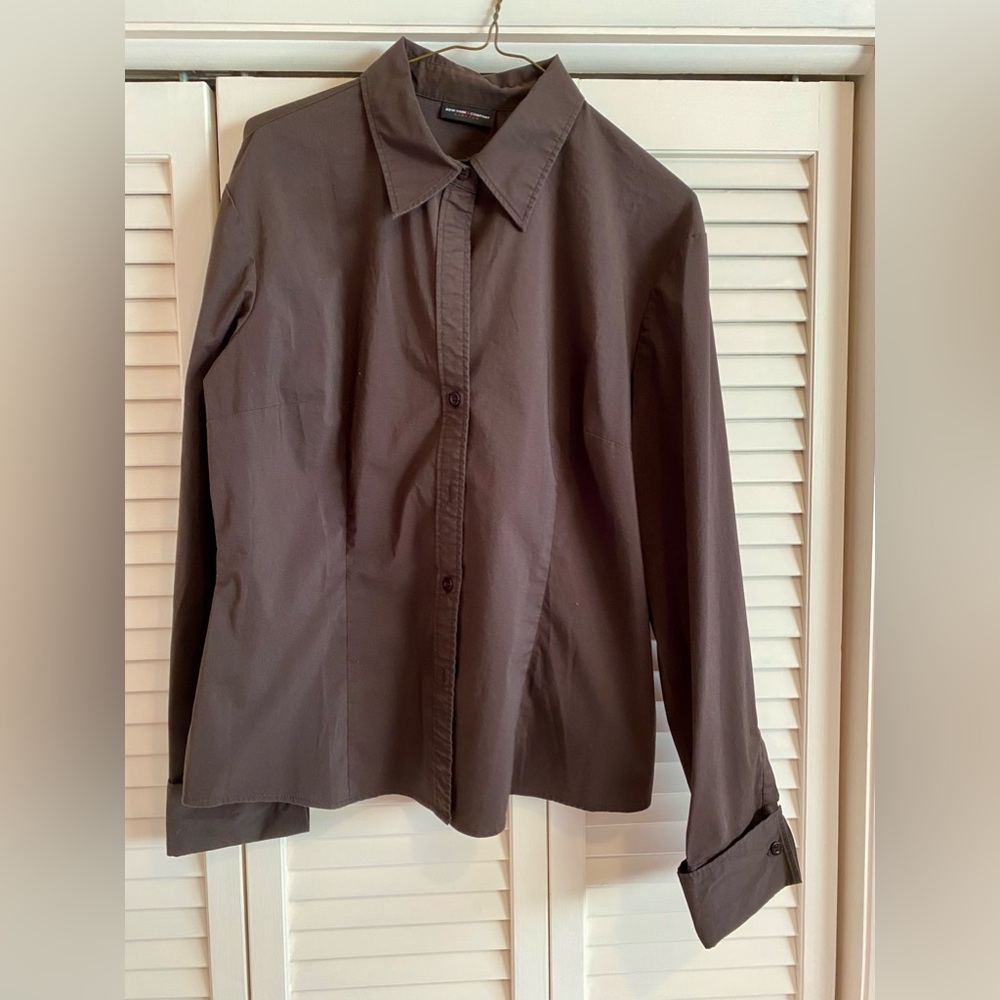 New York & Company Stretch Button-Down Blouse Size L